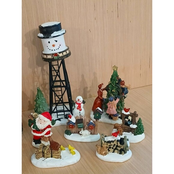 Christmas Town Houses and Figurines Set of 21 Pieces Holiday Winter Decorations - Picture 5 of 16